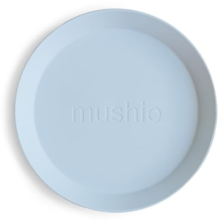 mushie Platos Redondos para Niños | Set de 2 | Reutilizables libres de BPA | Aptos para lavavajillas y microondas | Fabricados en Dinamarca | Powder Blue