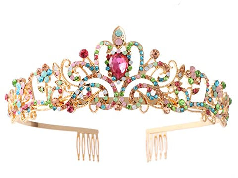 Kristall krone Tiara, Elegante Diademe für Mädchen Damen Königin Krone Hochzeit Kristall Krone Tiara Hochzeit Brautkrone mit Strass Diadem Vintage Barockkrone Hochzeit Klassische Diademe Haarschmuck