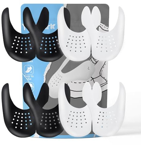 YOLOPARK Shoe Creases Protector, 4 Pairs Shoe Anti Creases Guard to Prevent Sneaker Creases for Men's 7.5-13 Women's 5-9, Black White, Women's US Size 5-9