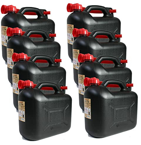BAUPROFI 8er Set: 8x Benzinkanister KKS 10 PE Liter schwarz mit UN Zulassung