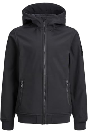 JACK & JONES Jjebasic Softshell Hood Sn Jnr Garçon Veste, Noir, 16 ans