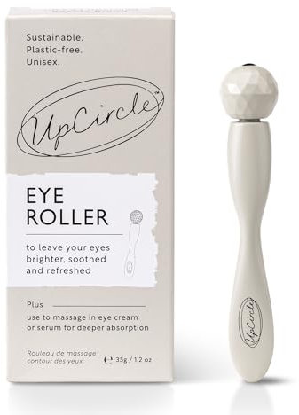UpCircle Eye + Face Roller 1pc – Metal + Plastic-Free – For Dark Circles + Puffy Eyes – With Cooling Effect to Boost Circulation For Healthy Glow – Sustainable + Reusable