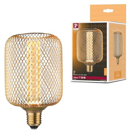 Paulmann 29085 Metallic Glow Edition Standard 230V LED Leuchtmittel Zyl E27 Spiral 4,2W 200lm 100mm Messing Metall 1800K