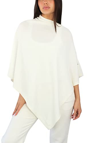 Win's Poncho da donna in cashmere misto - Prodotto in Italia, ecru, Taglia unica