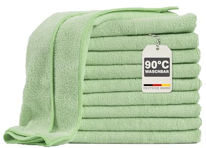 Devior 10er Set Mikrofasertücher 40x40 cm, Grün – Mikrofasertuch für Staubwischen, Oberflächenreinigung, Fensterputzen, Lackpflege & Innenraumreinigung, 80% Polyester, 20% Polyamid