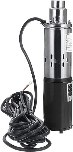 CHRISK Black Stainless Steel Solar Deep Well Pump,220W DC 12V Solar Submersible Deep Well Pump for Garden Home Agricultural Irrigation
