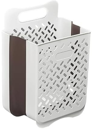Collapsible Wall-Mounted Laundry Basket - Laundry Organiser - Available in Blue or White (White)