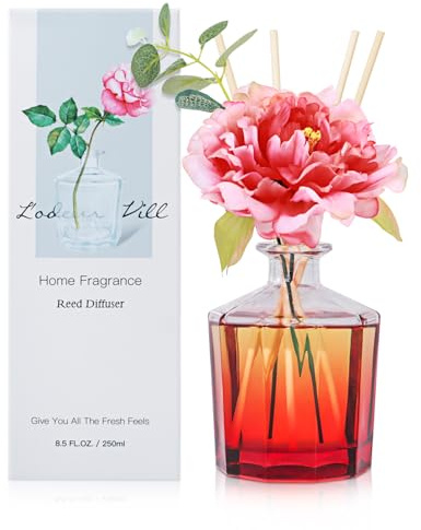 L'odeur Vill Diffuseur de Parfum,Diffuseur Parfum Maison avec 10 Bâtonnets Diffuseur Parfum, Decoration pour Chambre, Salon,Salle de Bain,Bureau,250ml(Jasmine & Lily)