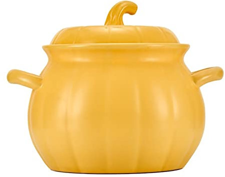 YLWX Cacerola De Calabaza, Olla De Sopa De Estofado De Horno Holandés De Cerámica A Gas For El Hogar Con Tapa, Cazuela De Fuego Abierto Olla De Cocotte De Calabaza