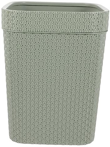Garneck Rattan Storage Bucket for Kitchen Office Bin Wastebasket Green Bin for Bedroom Dustbin for Indoor Recycling
