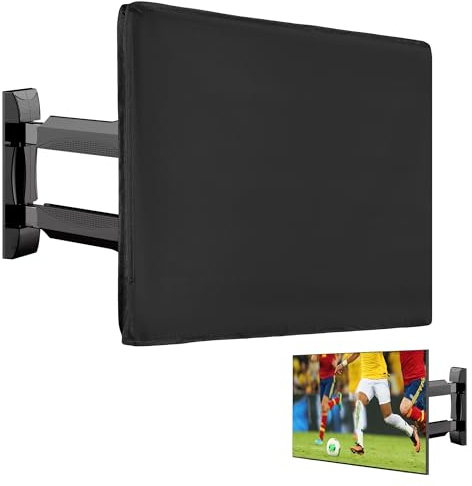 kwmobile Housse écran TV compatible avec 24 TV - Housse de protection TV extérieure contre intempéries, poussière et éclaboussures - noir