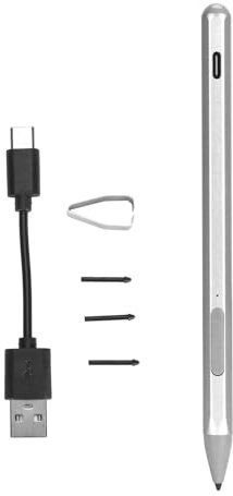 Stylus-Stifte, MPP 2.0 Active Stylus Pens, Wiederaufladbarer Bleistift mit 3 Ersatzspitzen für Pro X/9/8/7/6/5/4/3/Book 2, für HP Envy X360, für ASUS Vivobook Flip (Silver)