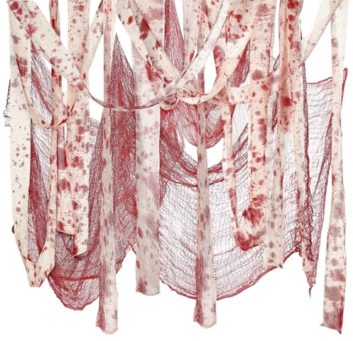 LEMESO 2 pzs Tela Espeluznante Telas de Araña Tela de Gasa de miedo Decoración Halloween para Casa Adornos Colgados para Fiestas de Halloween (Sangriento)