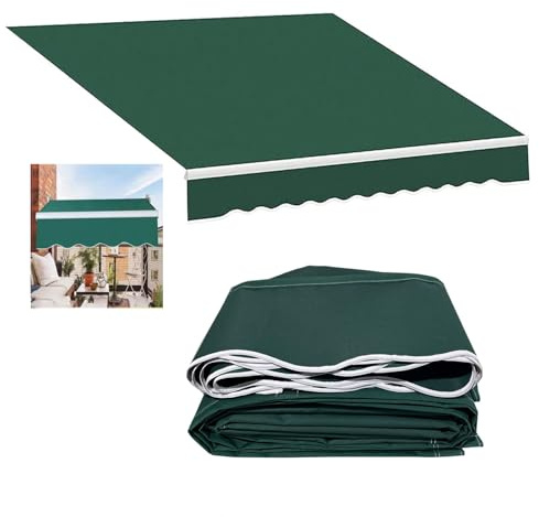 Toldo retráctil resistente al agua para patio, tela de repuesto para ventana, puerta, mercado, cubierta, 100 % poliéster de 280 g, tamaño 3,5 x 2,5 m, color verde