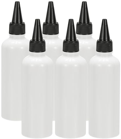 PATIKIL Plastic Applicator Bottle, 6 Pcs 3.4oz(100ml) Leak Proof Refillable Empty Dispenser Container Squeeze Bottle with Twist Top Cap for Hair Ink Liquid Sauces, White