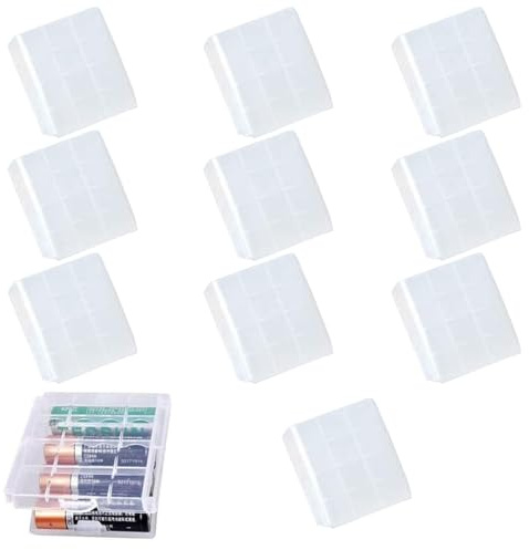 Boîte à Piles en Plastique,AA/AAA Boîte de Rangement,Boîte de Rangement pour Piles et Batteries Rechargeables,Boîte de Stockage de Piles,Boîte de Support de Boîtier de Stockage (Transparent*10 PC)
