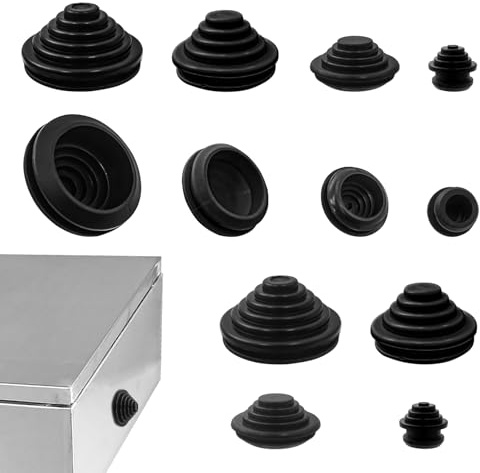 BuxiuGK 60 PCS Black Tower Shaped Rubber Grommets 10mm/20mm/25mm/30mm,Grommets Wire Protection Firewall Rubber Plug for Protecting Wires Plugs Cables
