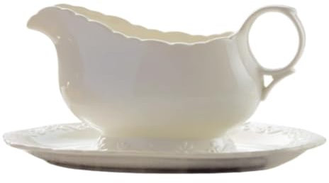 Salsera grande de cerámica blanca – Elegante diseño de alivio jarra de leche y jarra de salsas, perfecta para reuniones familiares y entretenimiento, versátil esencial para la cocina