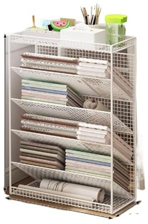 Zeitungsständer Bücher- und Zeitungsaufbewahrungsregal for Boden Mobiler Zeitschriftenständer mit Rädern Halter Organisation der Aufbewahrung Ausstellungsregale Einfaches Bücherregal(Immovable white)