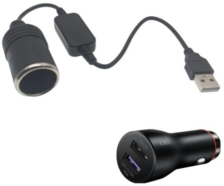 Adattatore per accendino USB a auto, cavo adattatore per accendino auto, convertitore femmina per accendisigari auto, presa convertitore da 5 V a 12 V, controller cablato, adattatore per