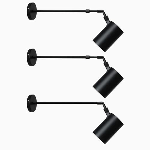 HVVRNEWF Simple Creative Adjustable Surface Mounted Spotlight Telescopic Wall Swivel Lamp Black Aluminum Gallery Picture Lighting Living Room Bedroom Sconces Headboard Lights E27 Base Wall Light Strip