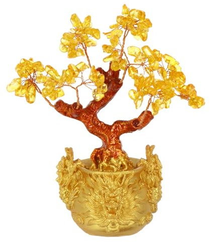 Cabilock Kraftvoller Geldbaum aus Natürlichem Glücksbaum Bonsai für Tischdekoration Feng Shui Ornament für Zuhause und Büro Fördert Wohlstand
