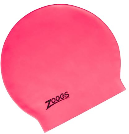 Zoggs Large Pink Swimming Cap for Long Hair, Latex Swimming Cap designed for Dreadlocks, Weaves, Hair Extensions, Curls & Afros, Women and Men