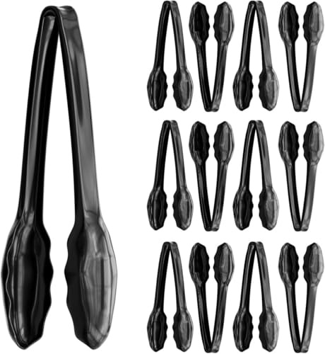 12 Pack Large Plastic Serving Tongs for Buffet - Plastic Serving Utensils for Hot and Cold Food - Reusable Kitchen Serving Tongs for Christmas Parties, Holidays and Gatherings