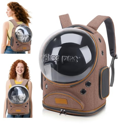 PETCUTE Katzenrucksack Große Katzen,Belüftet Hunderucksack bis zu 10kg,Raumkapsel-Design,Haustier Rucksack für Katzen und Kleine Hunde,Faltbare Hundetasche mit Mesh-Fenster,für Reisen,Wandern