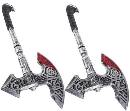 Hemobllo Disfraz Vikingo Realista de Plástico Plata, Ligera y Duradera, Accesorios de Cosplay para Eventos y Fiestas de Disfraces, Pack de 2 Piezas