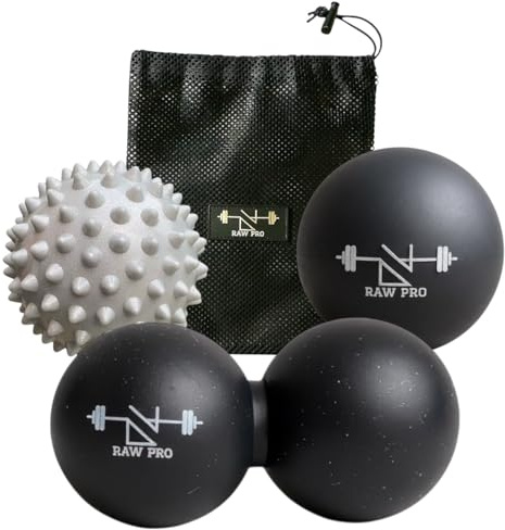 DanRaw Pro Yoga Massage Balls Set of 3 | Spiked, Smooth and Peanut Therapy Balls with Carry Bag | Deep Tissue Trigger Point Release for Muscle Recovery and Mobility