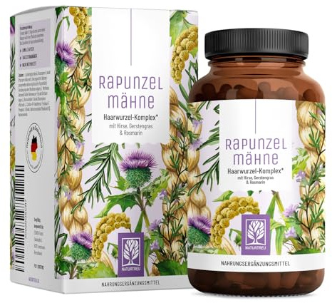 NATURTREU® Haar Vitamine - Biotin & Selen Hochdosiert für deine Haare - Ganzheitliche Unterstützung für die Haarwurzel - Hirse, Gerstengras & Rosmarin - 120 Kapseln für natürliche Haare