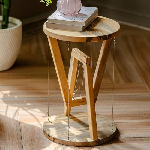 Solid Wood End Table for Home Decor Side Living Room Indoor Sofa Tensegrity Structure Ornaments