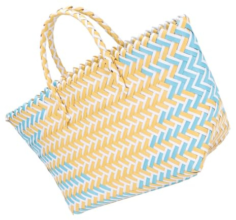 BESTYASH Panier en Osier Anse en Plastique, Grande Capacité, Résistant aux Charges Lourdes, Rangement pour Pique-niques et Usage Domestique
