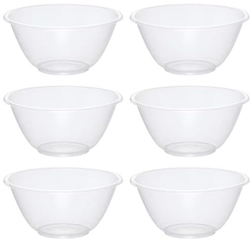 eMKay® Set of 6 Clear 15cm Mixing Bowls – 1L BPA-Free Plastic Prep Bowls for Kitchen, Baking, Salad & Snack Use – Stackable, Lightweight & Food-Safe – Microwave & Dishwasher Friendly