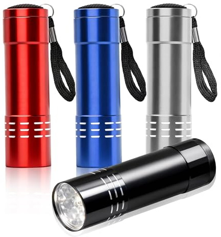 4 Pack Mini Torch Set Super Bright Small Torches with 9 LED and Lanyard