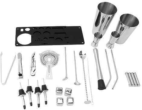 Juego de coctelera Profesional de Acero Inoxidable, Kit de Barman de 23 Piezas con Soporte acrílico, Herramientas de Barra multifuncionales para el hogar, Bar, Fiesta, Accesorios
