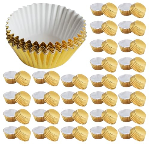 SHINEOFI Pirottini 100 Pezzi in Alluminio Oro per Cupcake per Dolci | Carta e Alluminio, Adatti per Feste e Matrimoni, per Muffin, Tortine, Snack, Noci e Caramelle