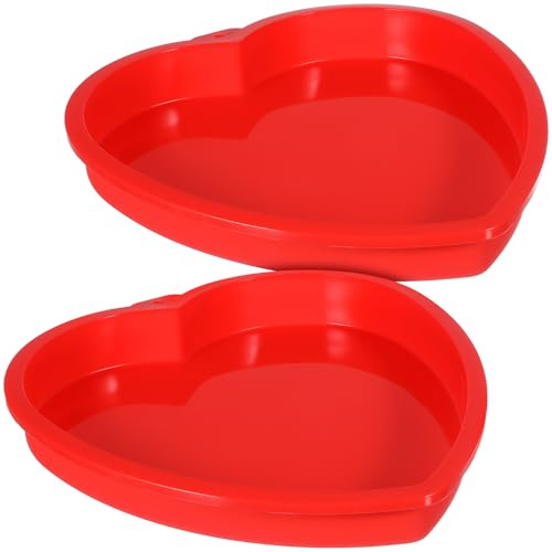 TOYANDONA Teglia per Torta a Forma di Cuore 8 Pollici in Silicone Antiaderente, Set 2 Pezzi per Dolci, Stampi Flessibili Resistenti Alte Temperature, per Cucina e Dessert Romantici