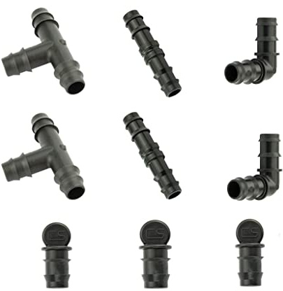 9-teiliges Verbinder Zubehör-Set mehrschultrig für CS Perlschlauch Premium - Profi - Drucklos für die Gartenbewässerung mit CS Perlschlauch