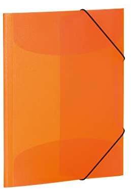 HERMA Sammelmappe A3 Orange Transluzent, Eckspanner-Mappe aus Kunststoff mit Gummizug und Innenklappen für Kinder, Jungen und Mädchen