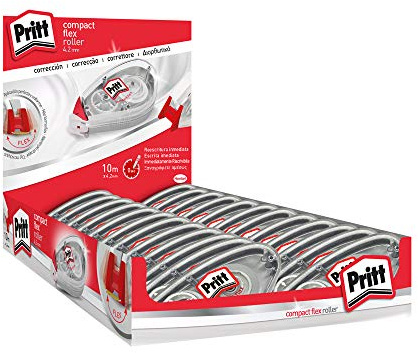 Pritt Roller Compact, corrector roller para tapar errores, correctores de bolígrafo y textos impresos, versátil corrector blanco para frases y letras, 24 x (4,2mm x 10m)