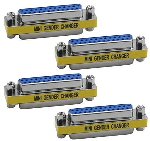 Antrader 4-Pack DB25 25 Pin Serial Port Female to Female Mini Gender Changer Coupler Adapter RS232 Connector