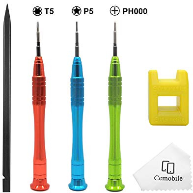 Cemobile MacBook Screwdriver Repair Tool Kit, 1.2mm Star P5 Pentalobe, 6-Point Torx T5 & Phillips PH000 Screwdriver Repair Kit for MacBook Air & Pro 13 15 inches with Retina Display