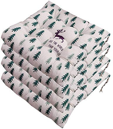 AGDLLYD Stuhlkissen 4er Set,Sitzkissen für den Garten,Böhmen Stil Tropische Pflanze Drucken Outdoor Garten Terrasse Home Küche Büro Sofa Stuhl Sitz,ca. 40x40cm