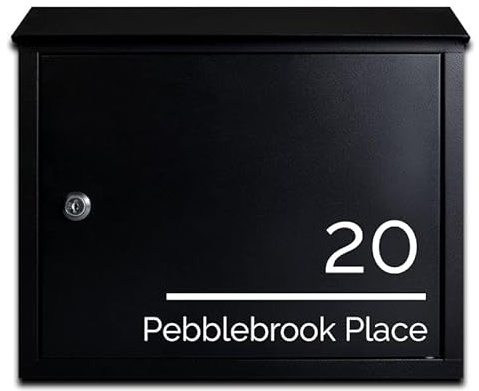 HNP, Letter Box Wall Mounted, Post Box, Personalised Letter Box Outdoor, Waterproof, House Sign, A4 Capacity Taylor Black With Choice of Motifs Size 28 x 36.5 x 11cm