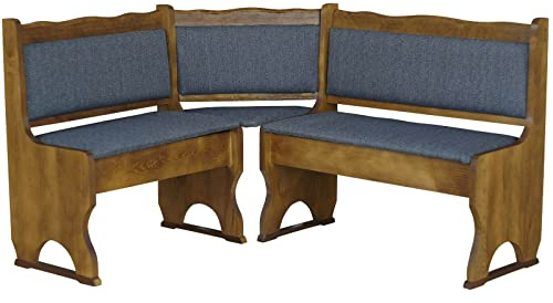 k koma Polster Eckbank Kiefer Holz, Eiche Farbe mit Polsterung MASSIVHOLZ - NEU GRAU DUNKEL (160 x 160)