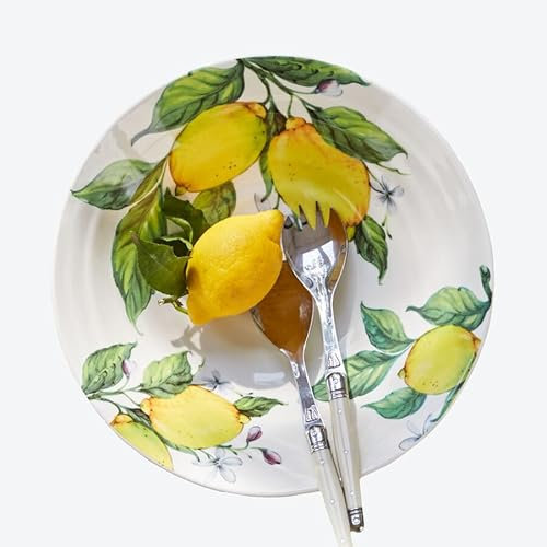 Hagen Grote Salatschale mit italienischem Zitronen-Dekor, Ø 32 cm, kunstvoll von Hand gefertigt