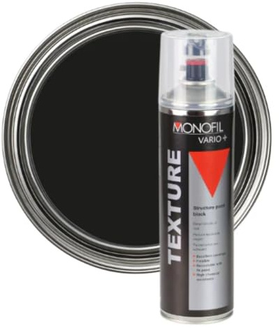 Monofil Vario+ Texture Black Aerosol Spray Paint (500ml) Textured Satin Finish for Metal, Wood and Plastic