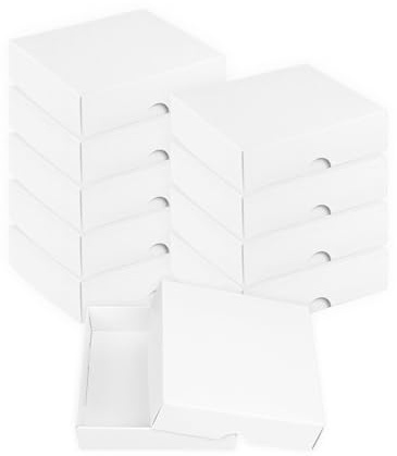 Natürlich verpacken Faltschachtel 10,4 x 10,4 x 2,5 cm, Weiß, Deckel, Karton - 10er Set